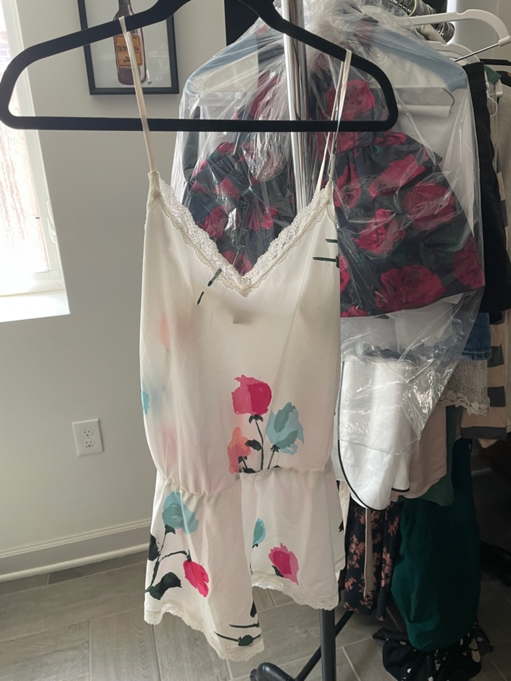kate spade white chemise with pink and teal floral print